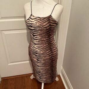 Sexy Animal Print Spaghetti Thin Strap Dress ( Color: Animal  Print)